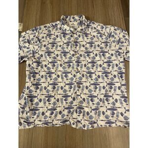 28 PALMS Mens Shirt Tiki Fish Blue‎ Size Large